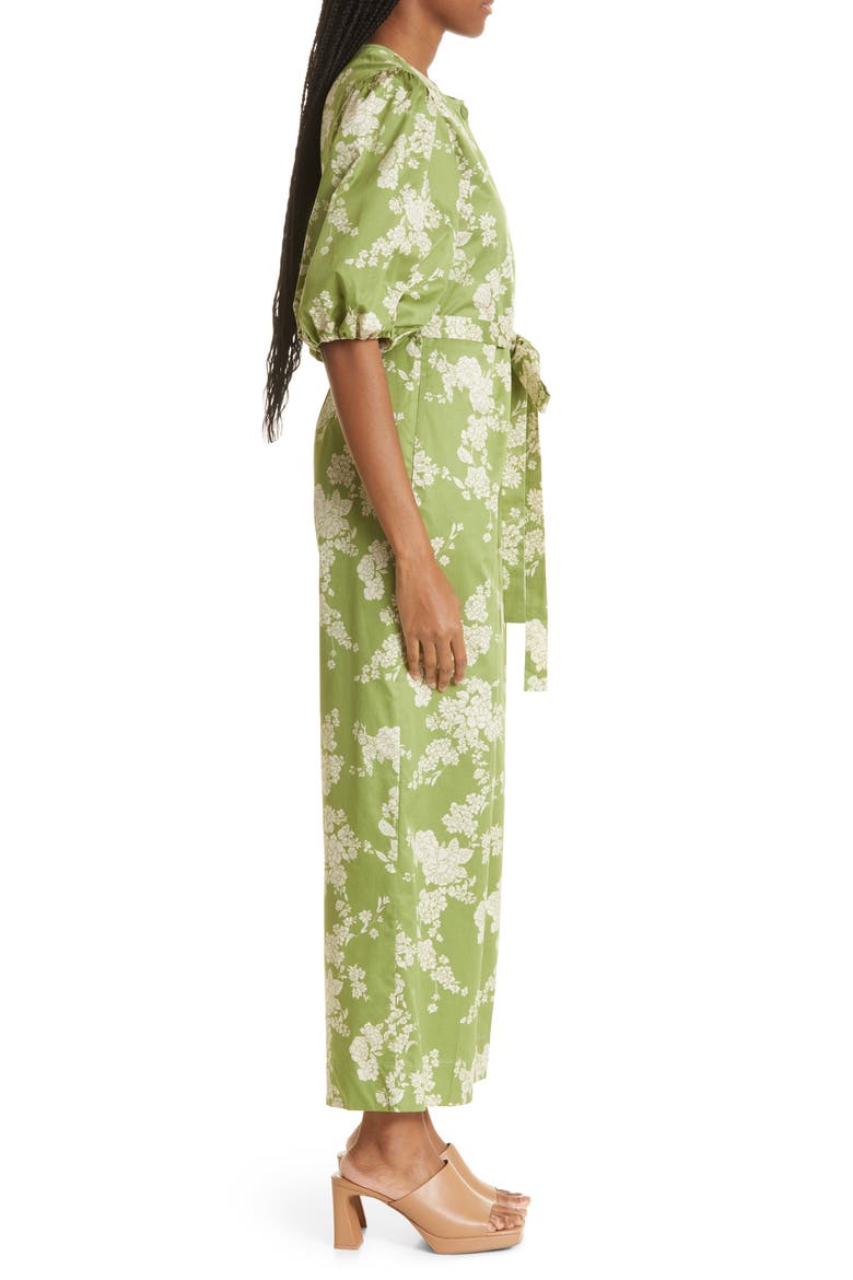 Gab Floral Print Tie Waist Wide Leg Cotton Jumpsuit, Alternate, color, GABRIELLE FLEUR MANZ