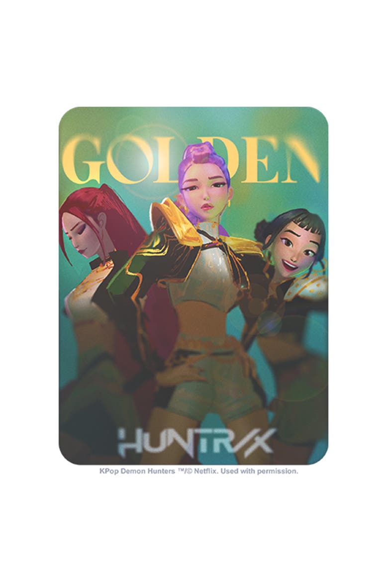 Girls' Huntrix Golden Photocard Logo Cropped T-Shirt, Alternate, color, White