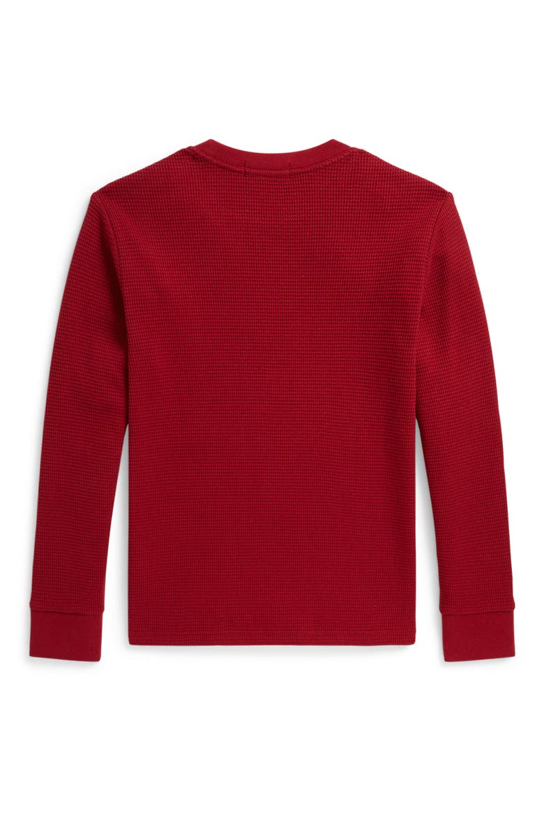 Kids' Waffle Knit Cotton Long Sleeve T-Shirt, Alternate, color, EATON RED