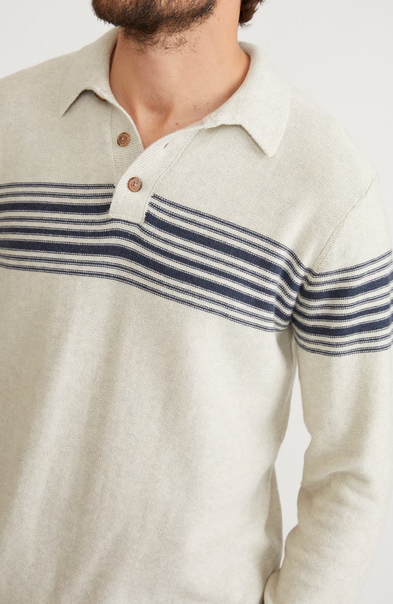 Marine Layer Chest Stripe Long Sleeve Polo, Alternate, color, 