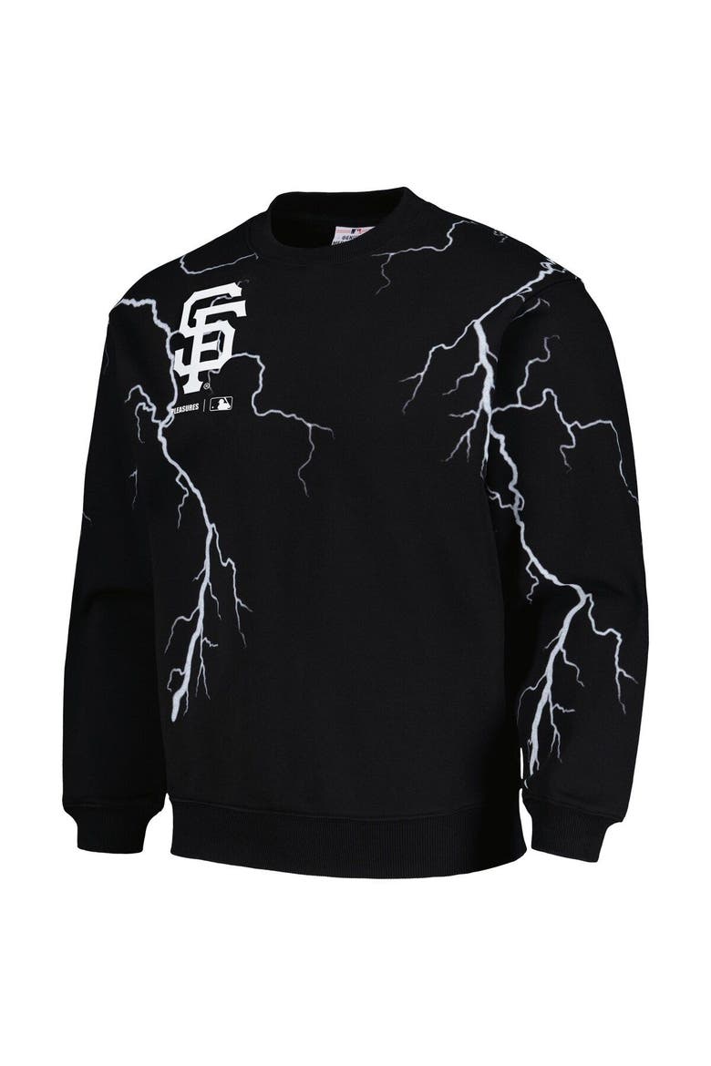 Men's PLEASURES  Black San Francisco Giants Lightning Crewneck Pullover Sweatshirt, Alternate, color, Black