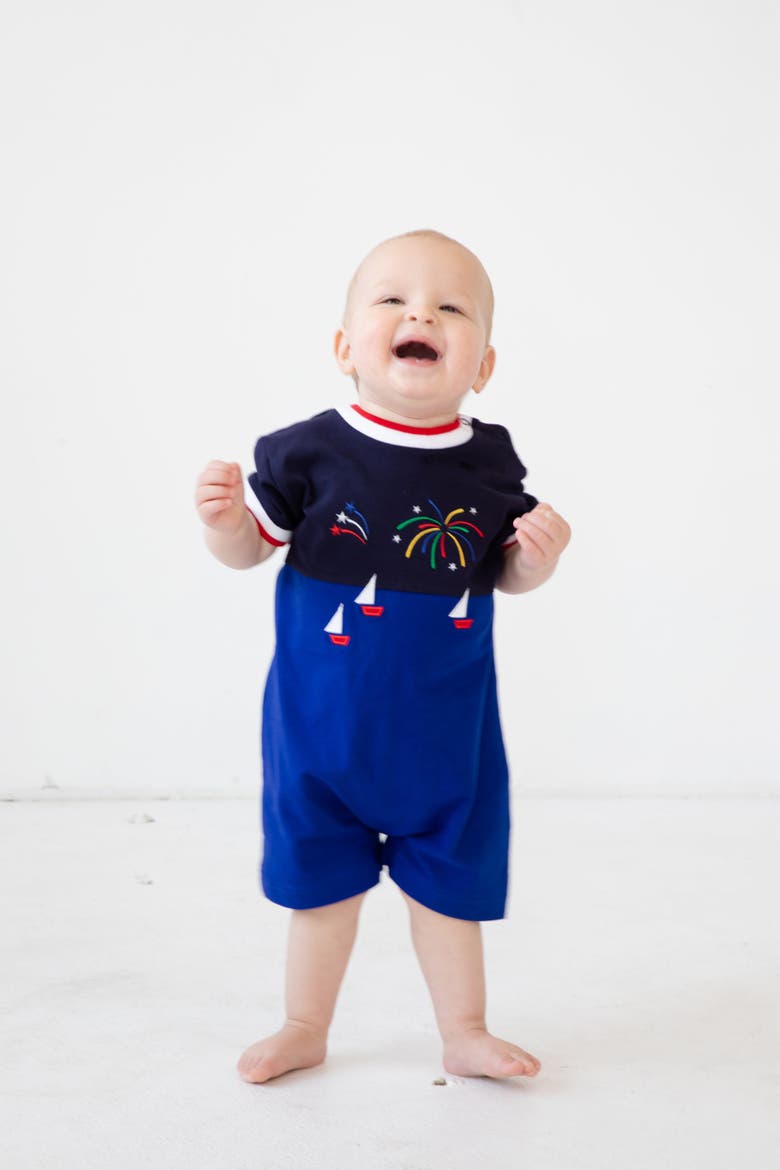Knit Shortall With Boats And Fireworks, Alternate, color, Navy / Blue