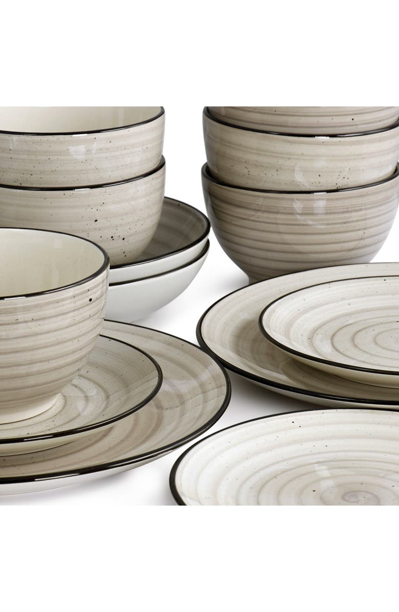 Elama Gia 24 Piece Round Stoneware Dinnerware Set, Alternate, color, White