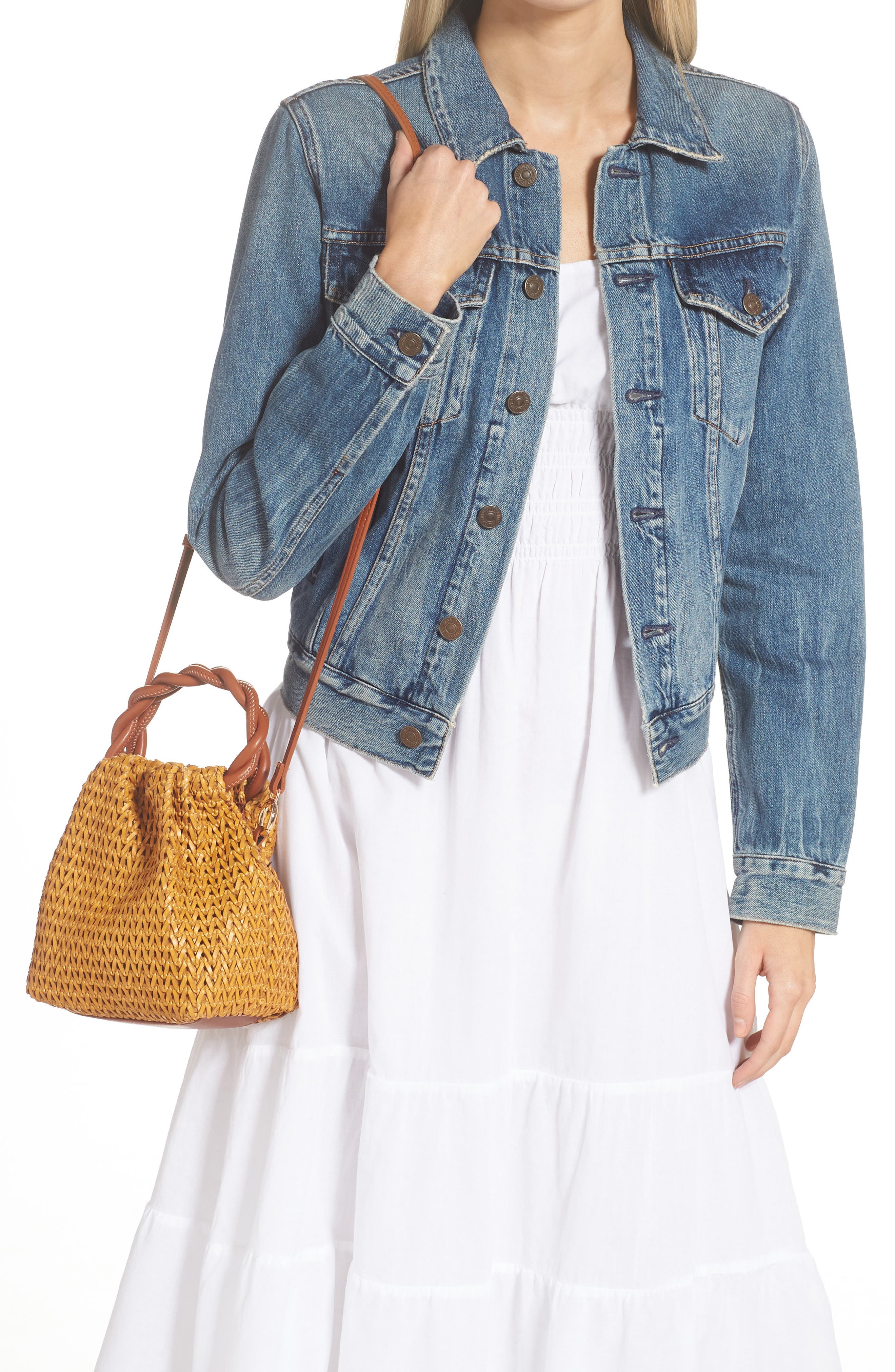 We Are Adorbs Mini Vegan Leather Top Handle Bag, Alternate, color, TAN WOVEN