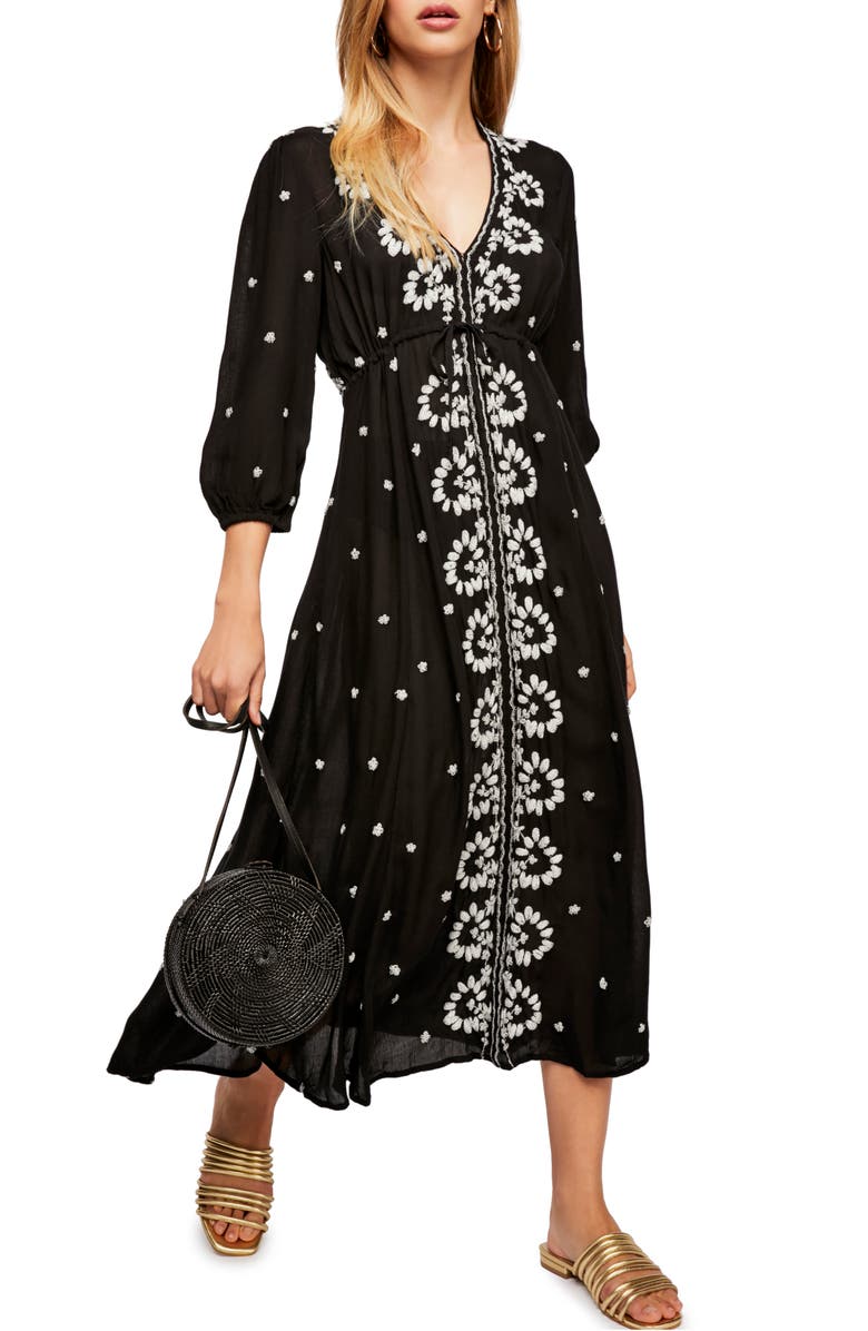 Free People Embroidered Midi Dress, Main, color, 