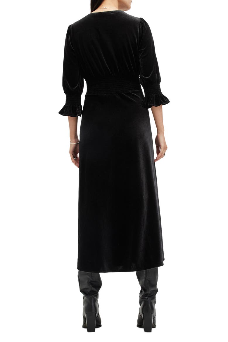 Ani Velvet Midi Dress, Alternate, color, BLACK