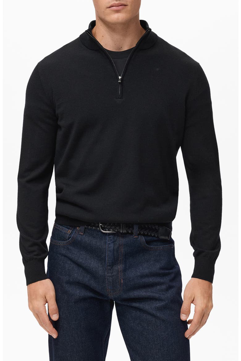Perkins Wool Quarter Zip Sweater, Main, color, BLACK