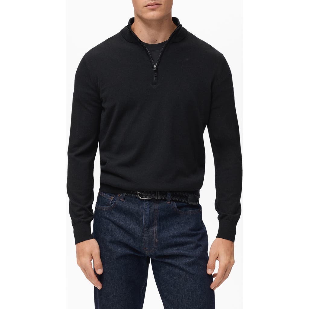 Mango Perkins Wool Quarter Zip Sweater In Black