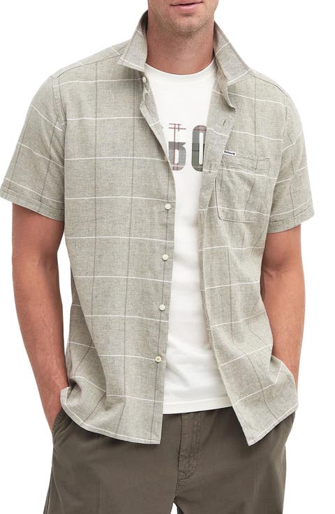 Swaledale Check Short Sleeve Linen & Cotton Button-Up Shirt