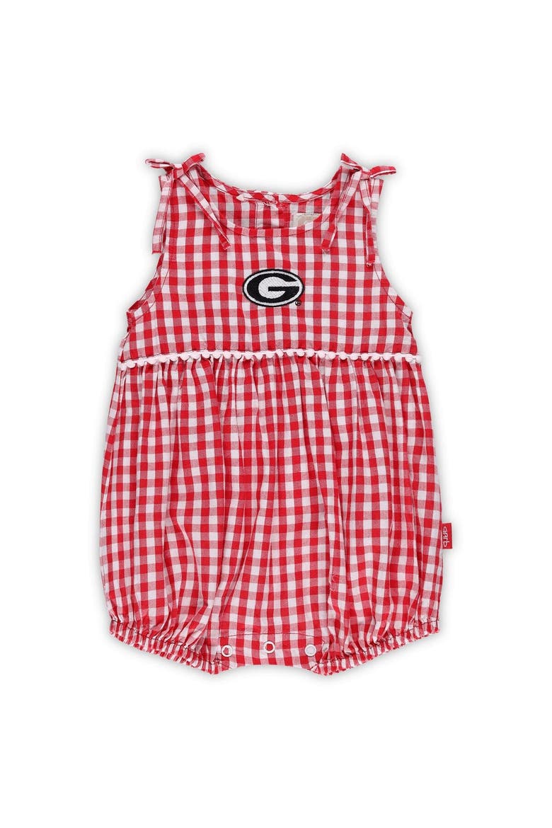 Girls Infant Garb White/Red Georgia Bulldogs Teagan Gingham Ruffled Romper, Alternate, color, Red