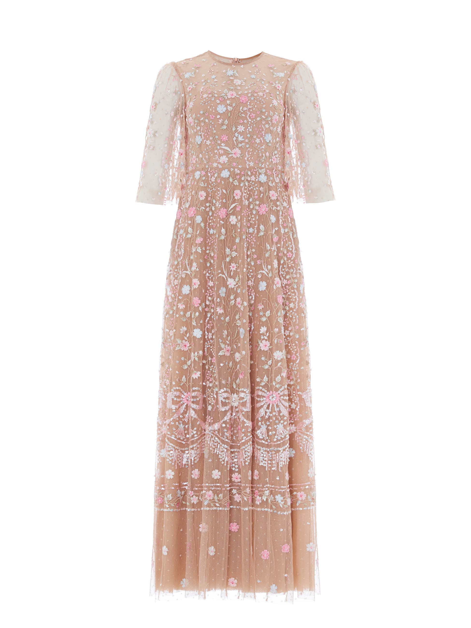 Needle & Thread Rococo 3/4 Sleeve Embroidered Gown (Women) | Nordstrom