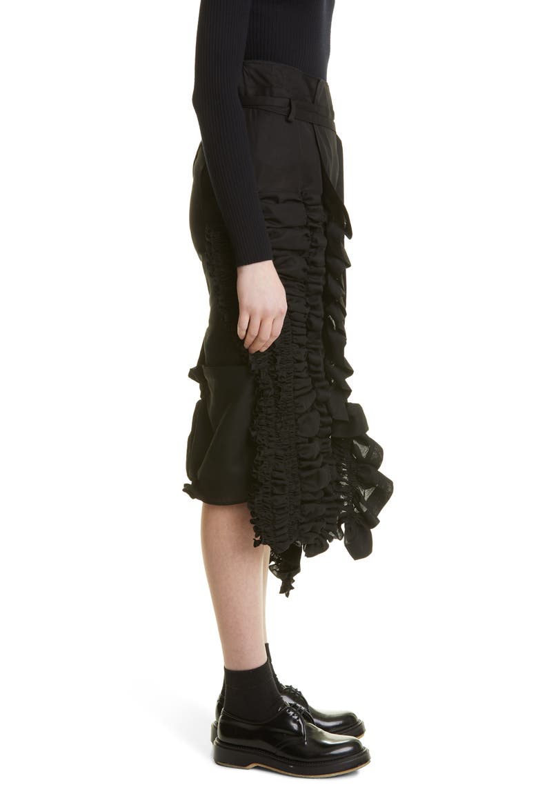 Cotton Georgette Ruched Skirt, Alternate, color, BLACK