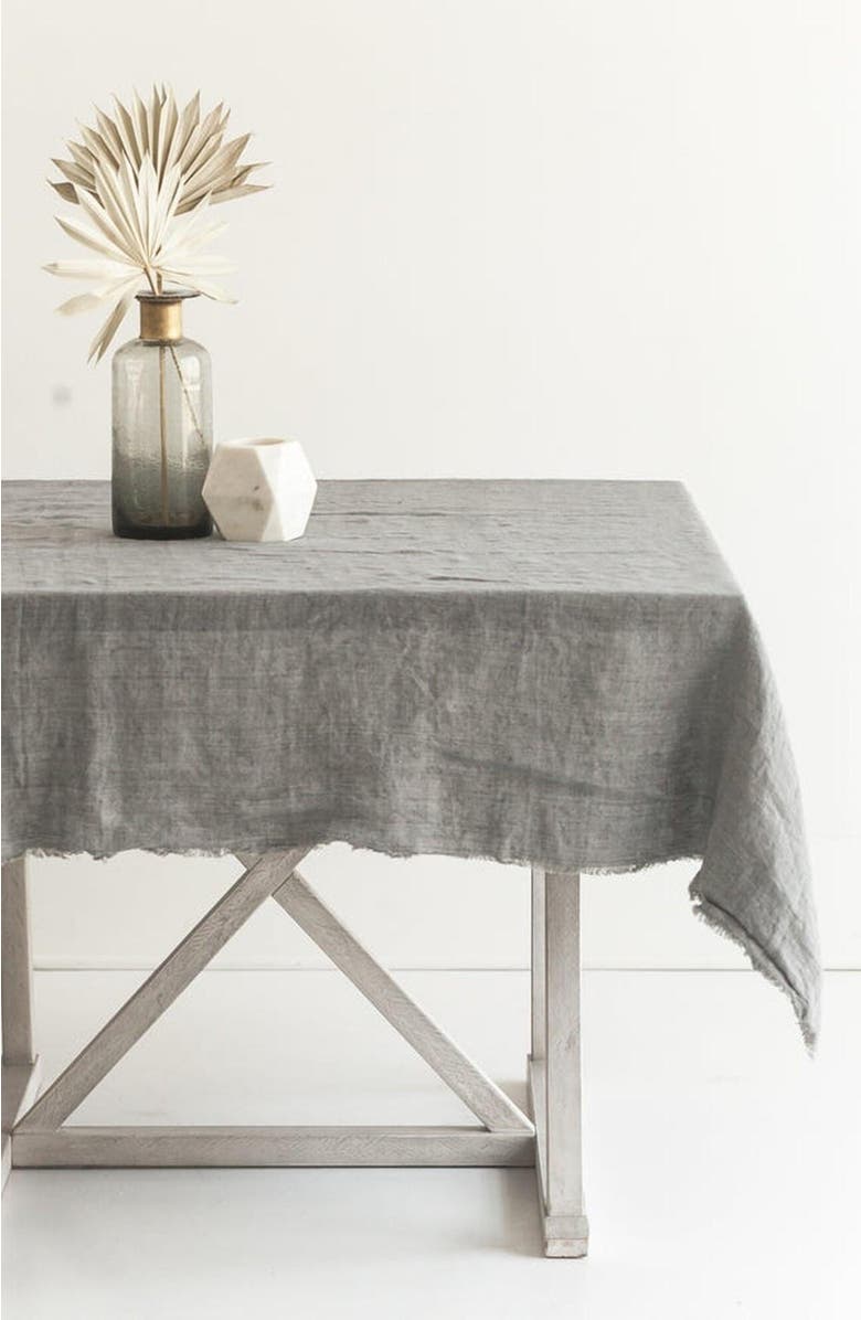 Creative Women Stone Washed Linen Tablecloth, Alternate, color, Oyster