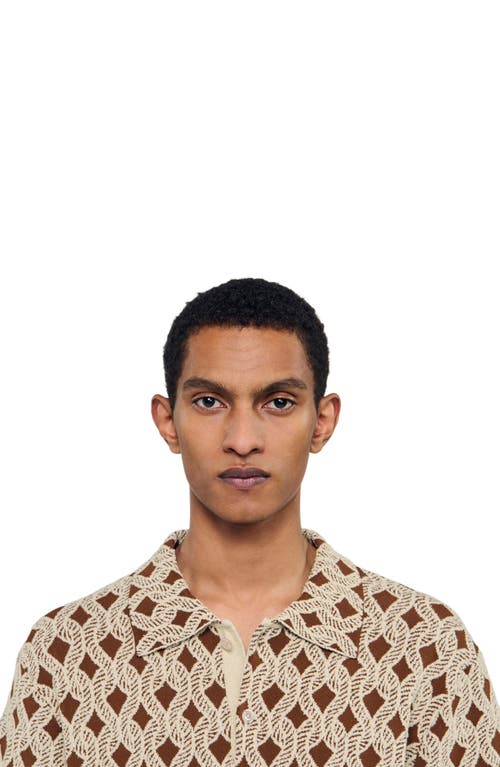 Sandro Rope Jacquard Cardigan Shirt In Neutral