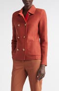 ST. JOHN Double Breasted Wool & Cashmere Double Face Twill Coat