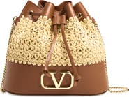 Valentino Garavani Mini Straw Drawstring Bag