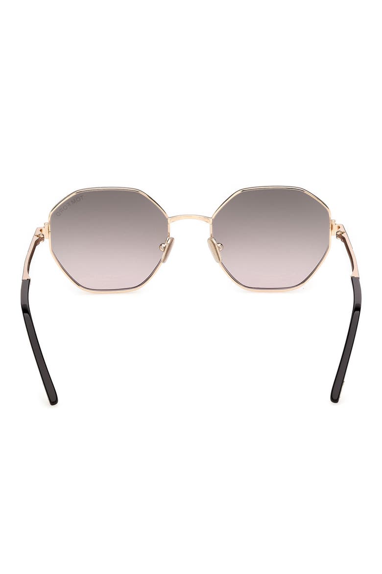 Francesca 53mm Gradient Geometric Sunglasses, Alternate, color, SHINY BLACK ROSE GOLD T LOGO