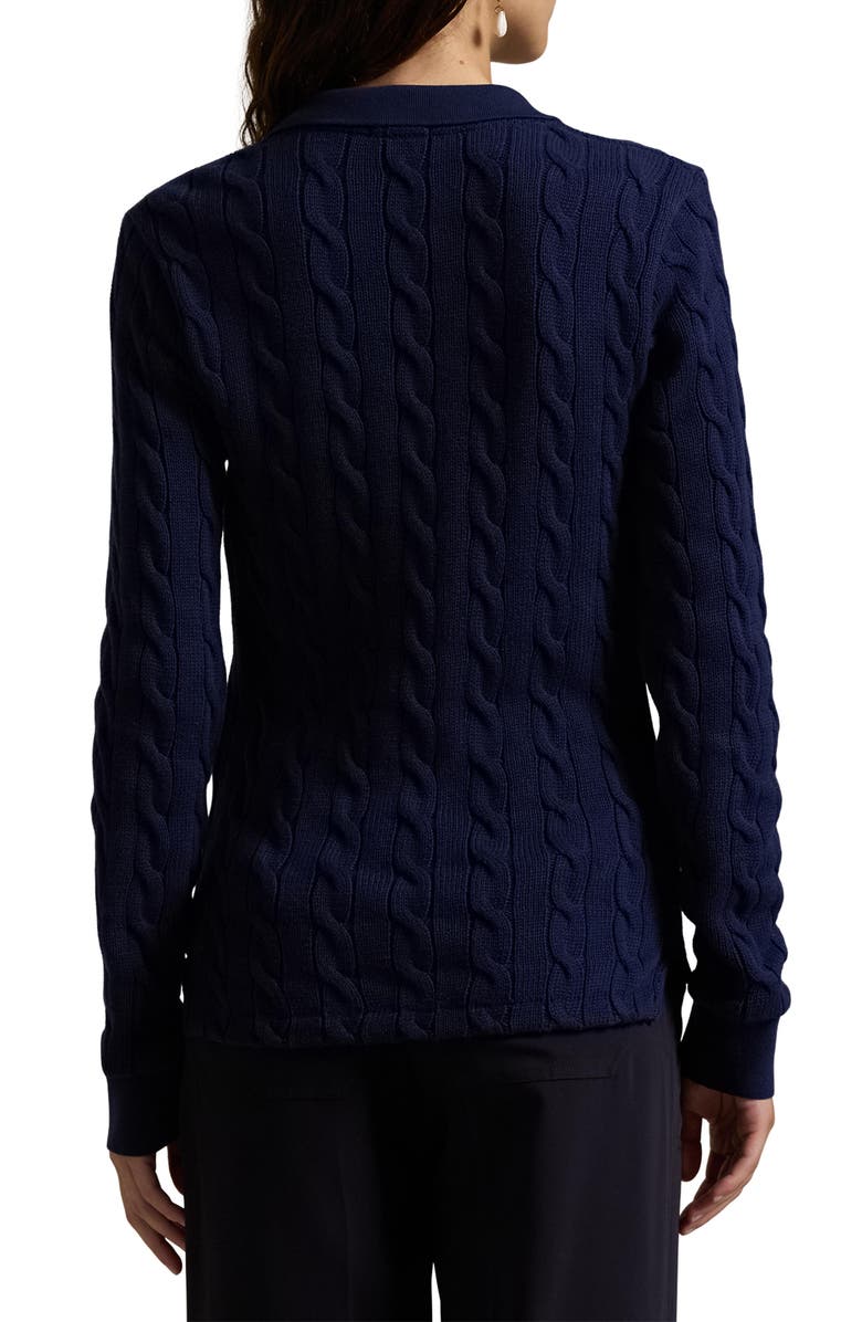 Polo Ralph Lauren Cable Long Sleeve Cotton Polo Sweater, Alternate, color,