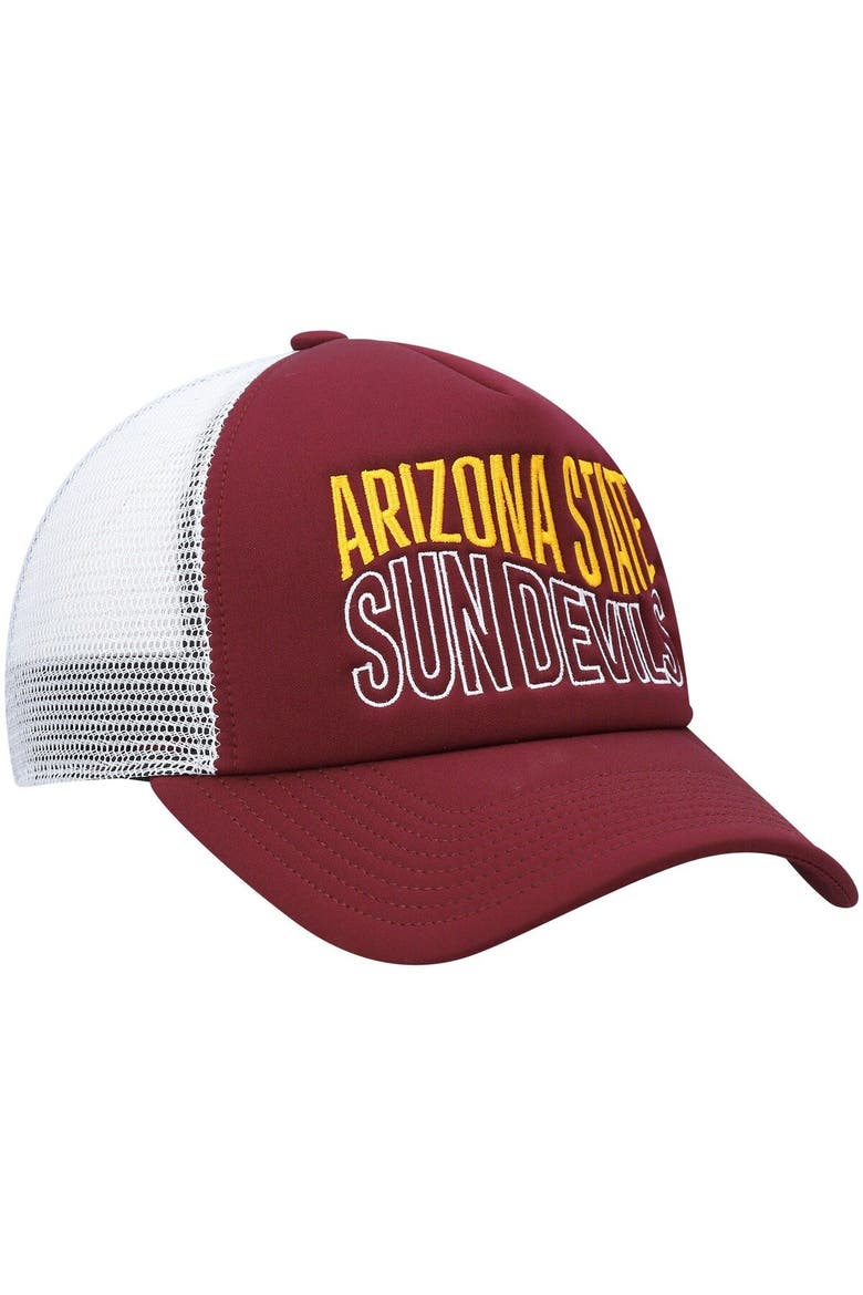 Men's adidas Maroon/White Arizona State Sun Devils Wave Foam Trucker Snapback Hat, Alternate, color, Maroon