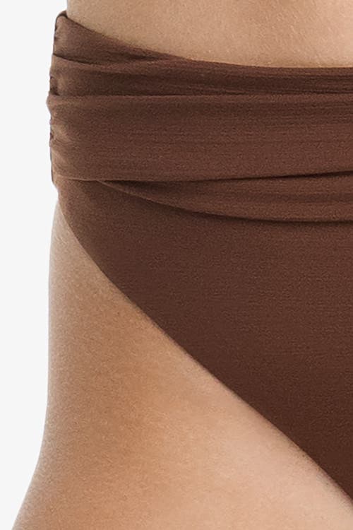 Helen Jon Shirred Bottom In Textured Chocolate Brown