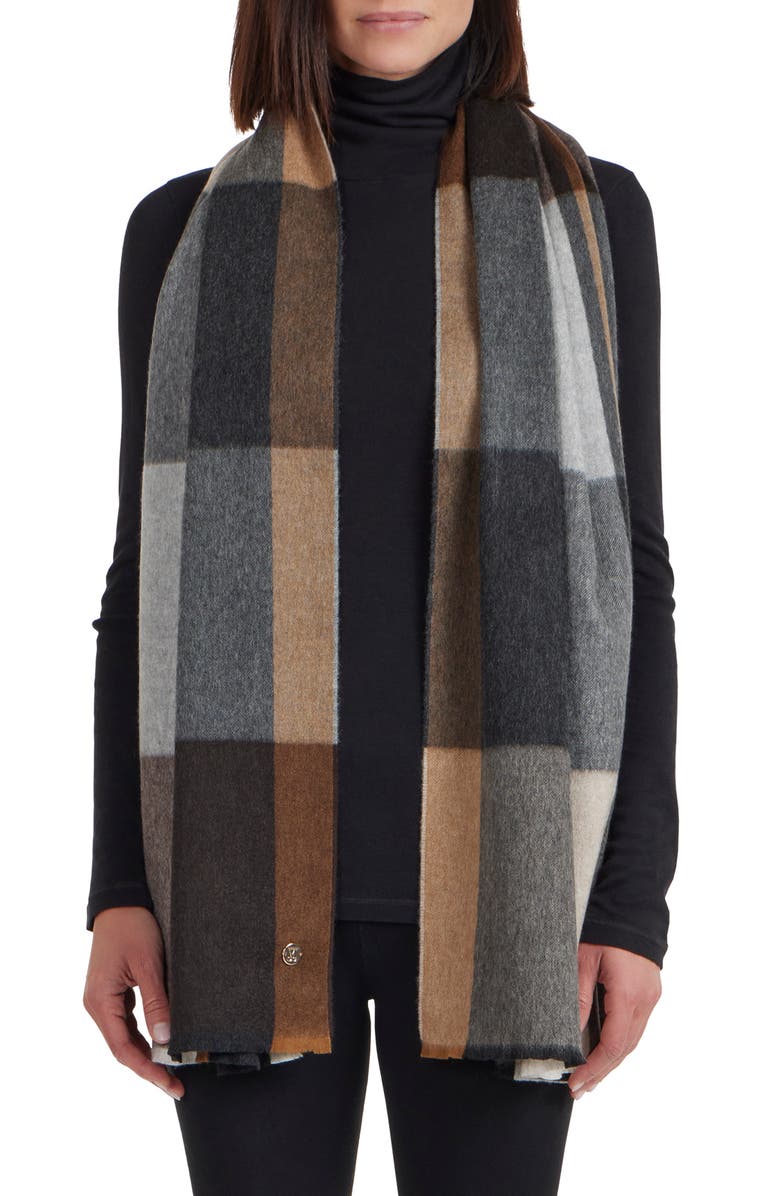 Bruno Magli Plaid Cashmere Scarf, Main, color, 