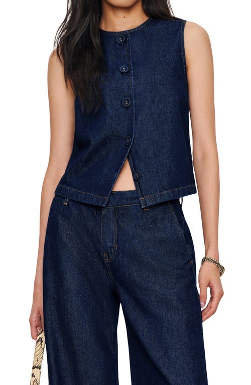 Reformation Bonnie Crop Denim Vest In Blue
