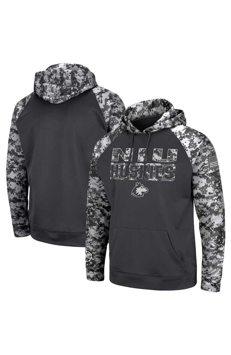 COLOSSEUM Men's Colosseum Charcoal Northern Illinois Huskies OHT Military Appreciation Digital Camo Pullover Hoodie, Main, color, 