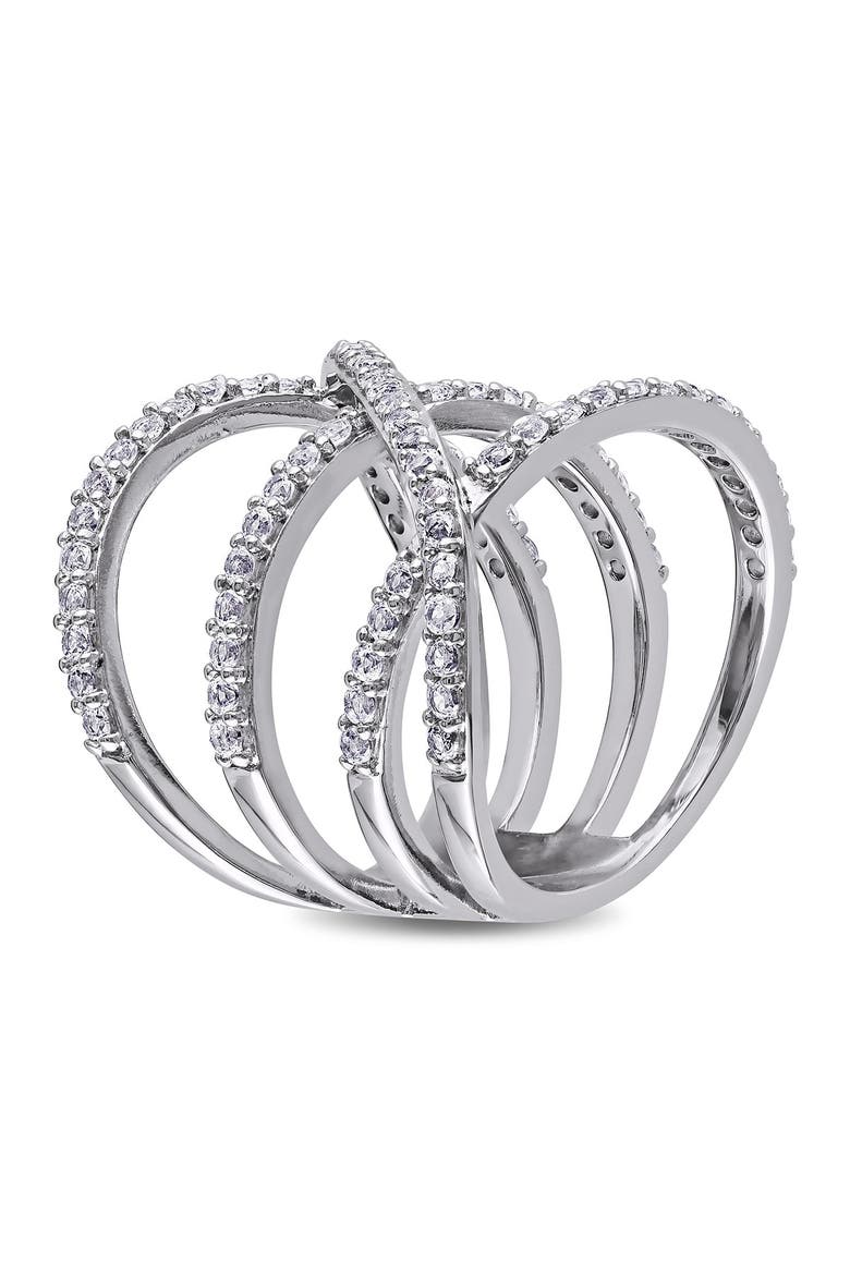 White Topaz Triple Crisscross Ring, Alternate, color, SILVER