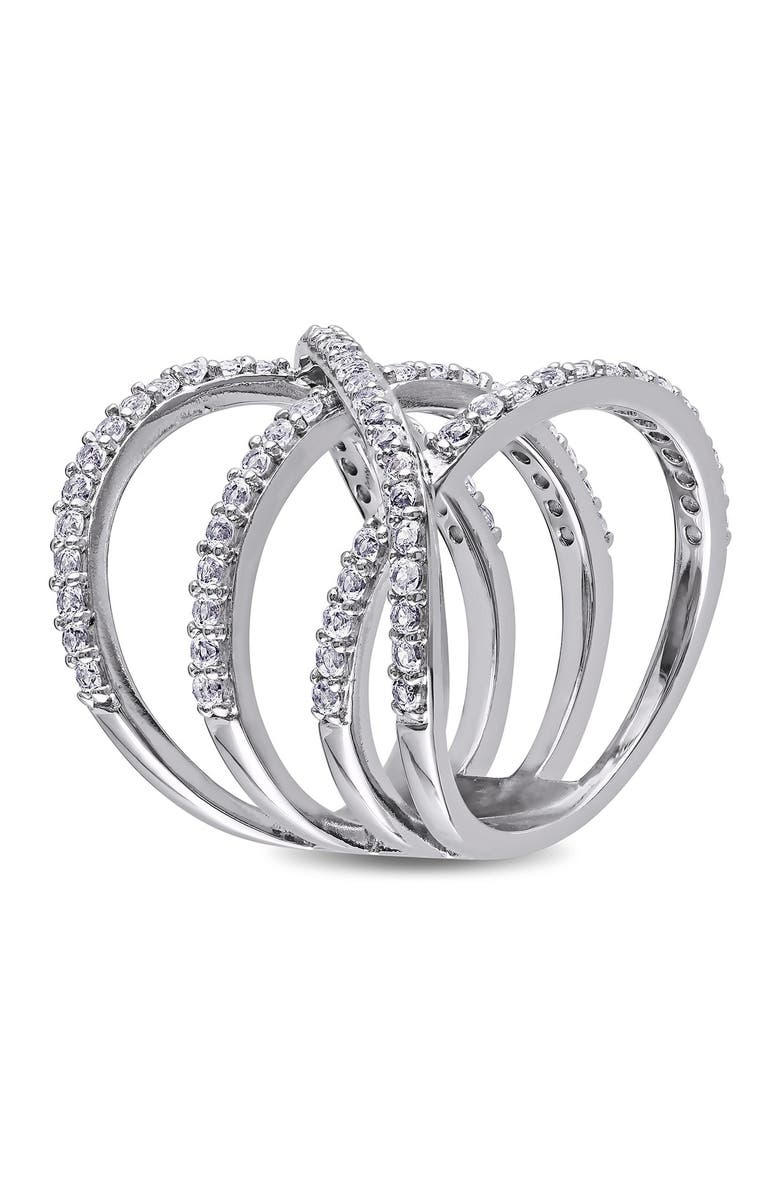 DELMAR White Topaz Triple Crisscross Ring, Alternate, color, Silver