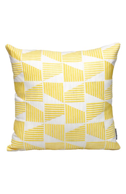 Geometric Embroidered Cotton Pillow