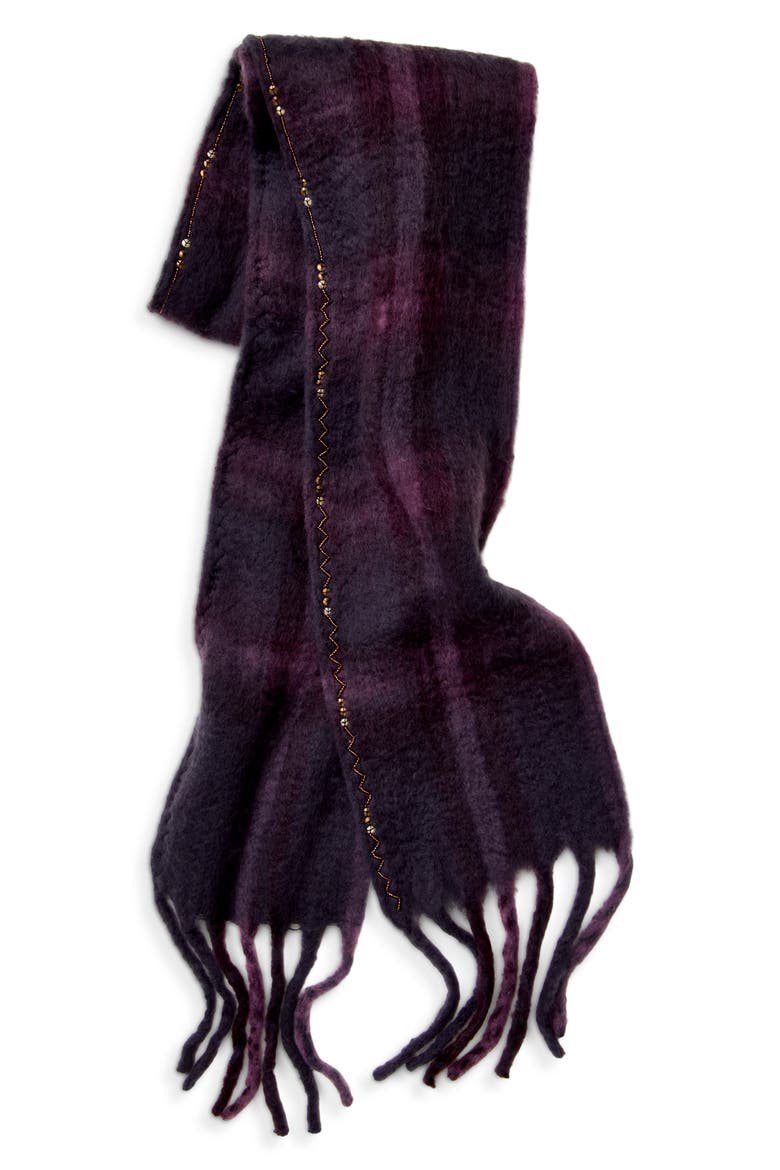 Highland Plaid Skinny Scarf, Alternate, color, BERRY COMBO