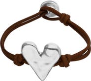 UNODE50 Brown Leather Strap With Sterling Silver-Plated Heart Detail