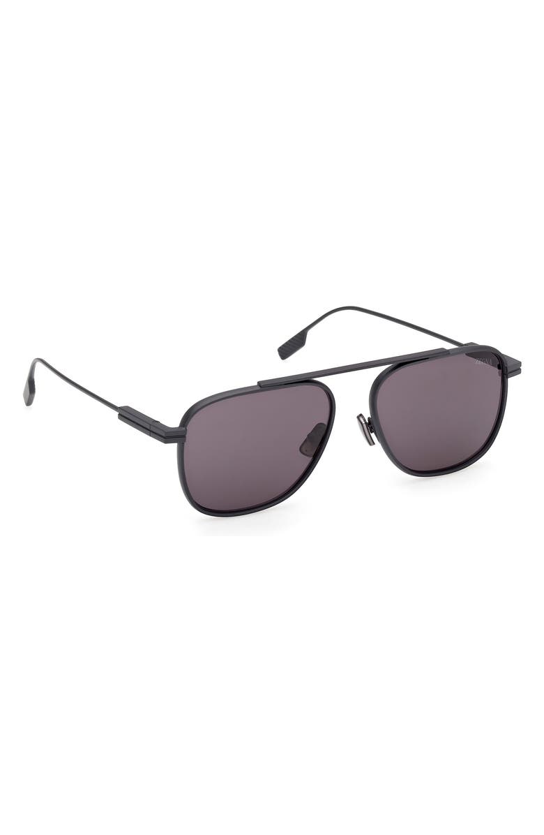 ZEGNA 57mm Geometric Sunglasses, Alternate, color, Matte Dark Blue Metal