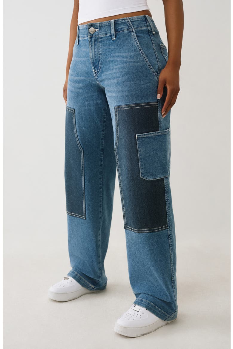 Colorblock Wide Leg Carpenter Jeans, Alternate, color, LIGHT WINTERGREEN WASH