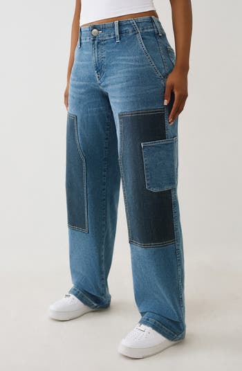 Colorblock Wide Leg Carpenter Jeans