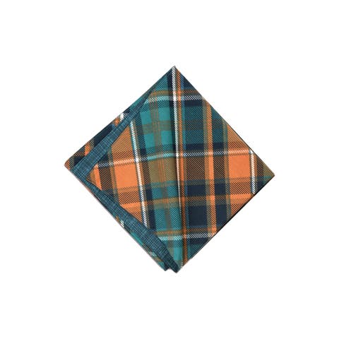 Troy Green & Orange Plaid 100% Cotton Cloth Napkin Set of 6