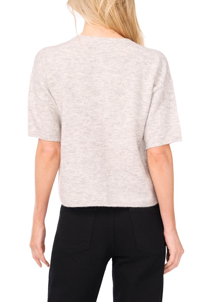 Short Sleeve Cardigan, Alternate, color, GREY FOG HEATHER