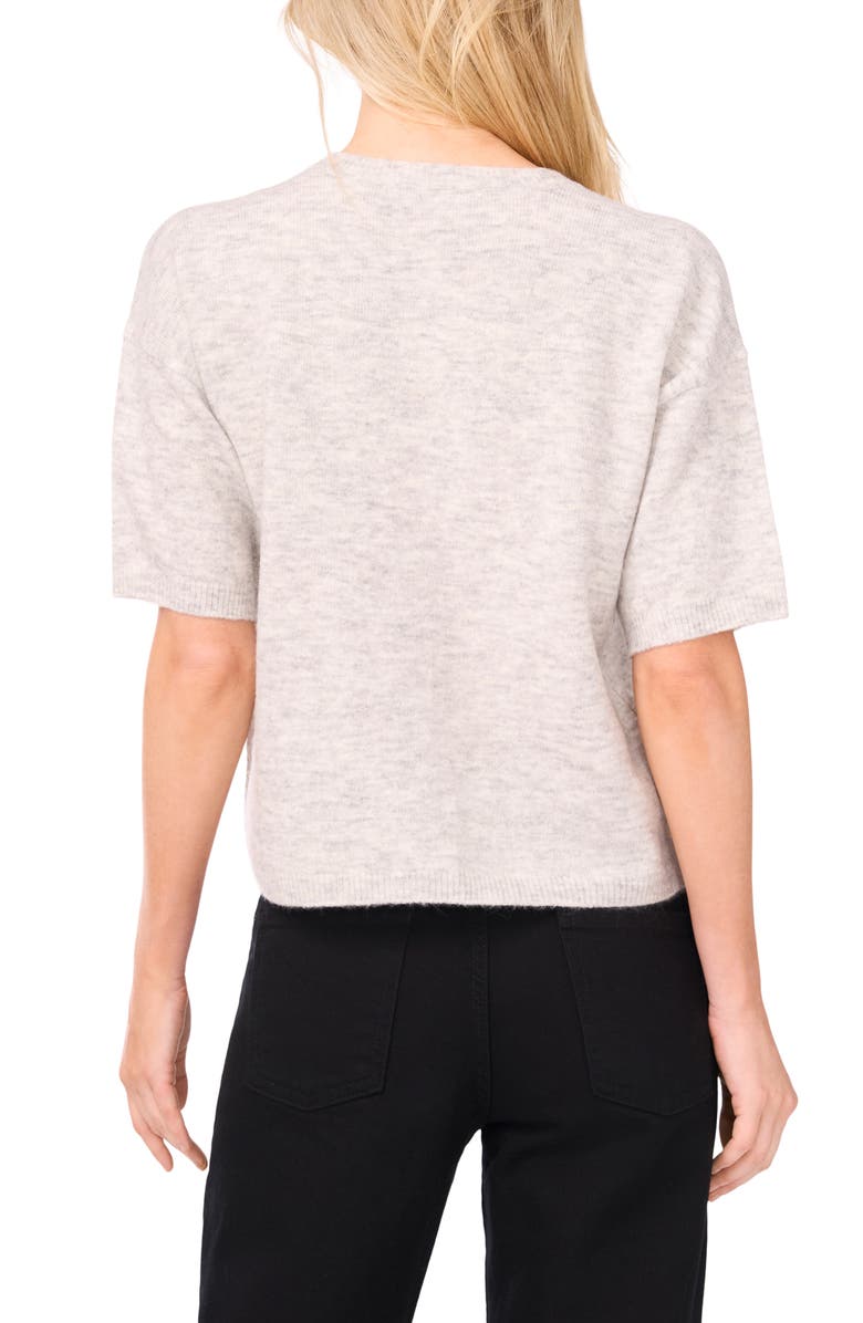 Vince Camuto Short Sleeve Cardigan, Alternate, color, Grey Fog Heather