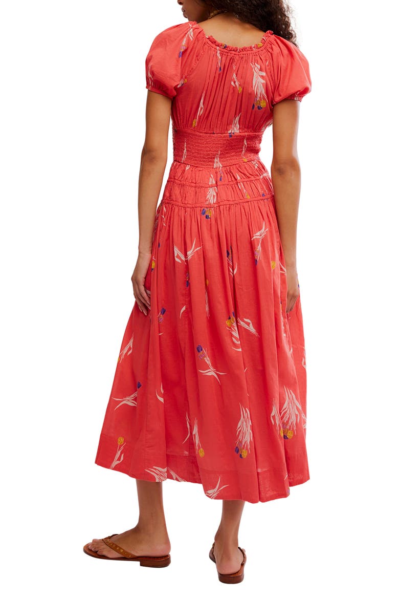 Complete Me Cotton Midi Dress, Alternate, color, CORAL COMBO