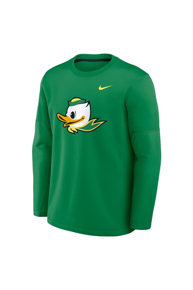 Men's Nike Green Oregon Ducks 2026 Sideline Coaches Therma-FIT Long Sleeve Top, Alternate, color, Green