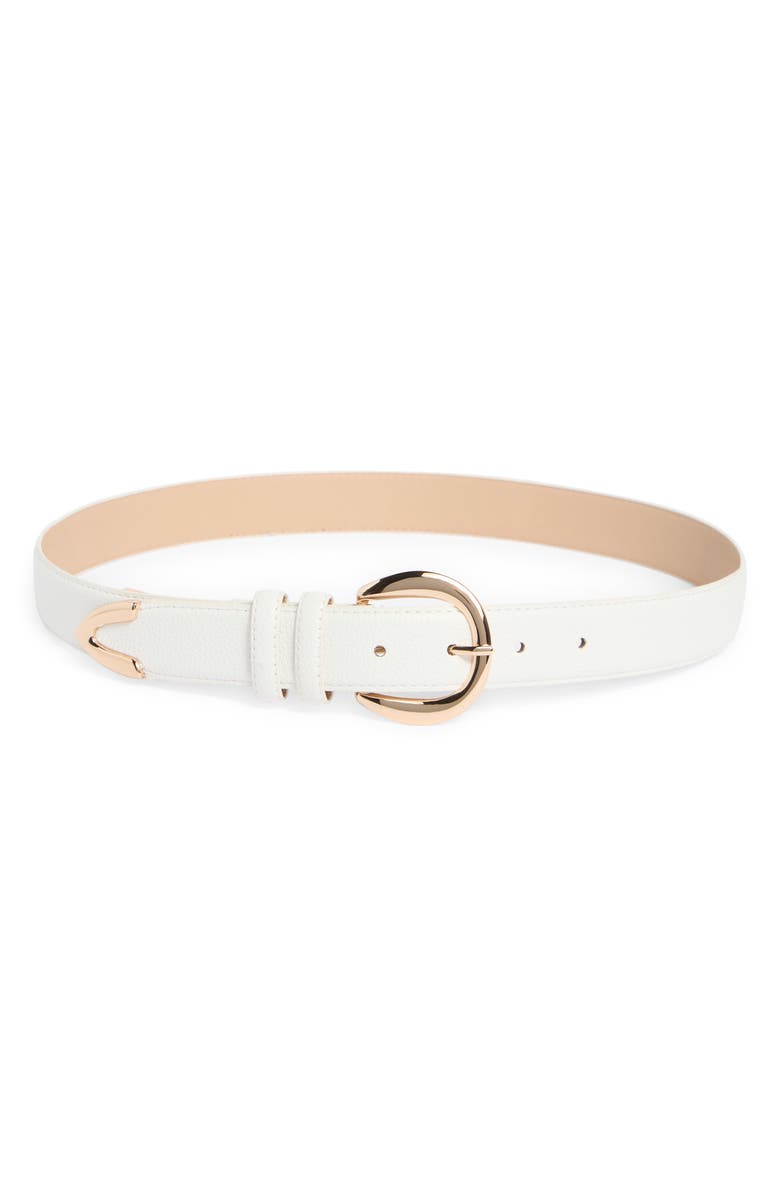 Linea Pelle Round Buckle Belt, Main, color, White