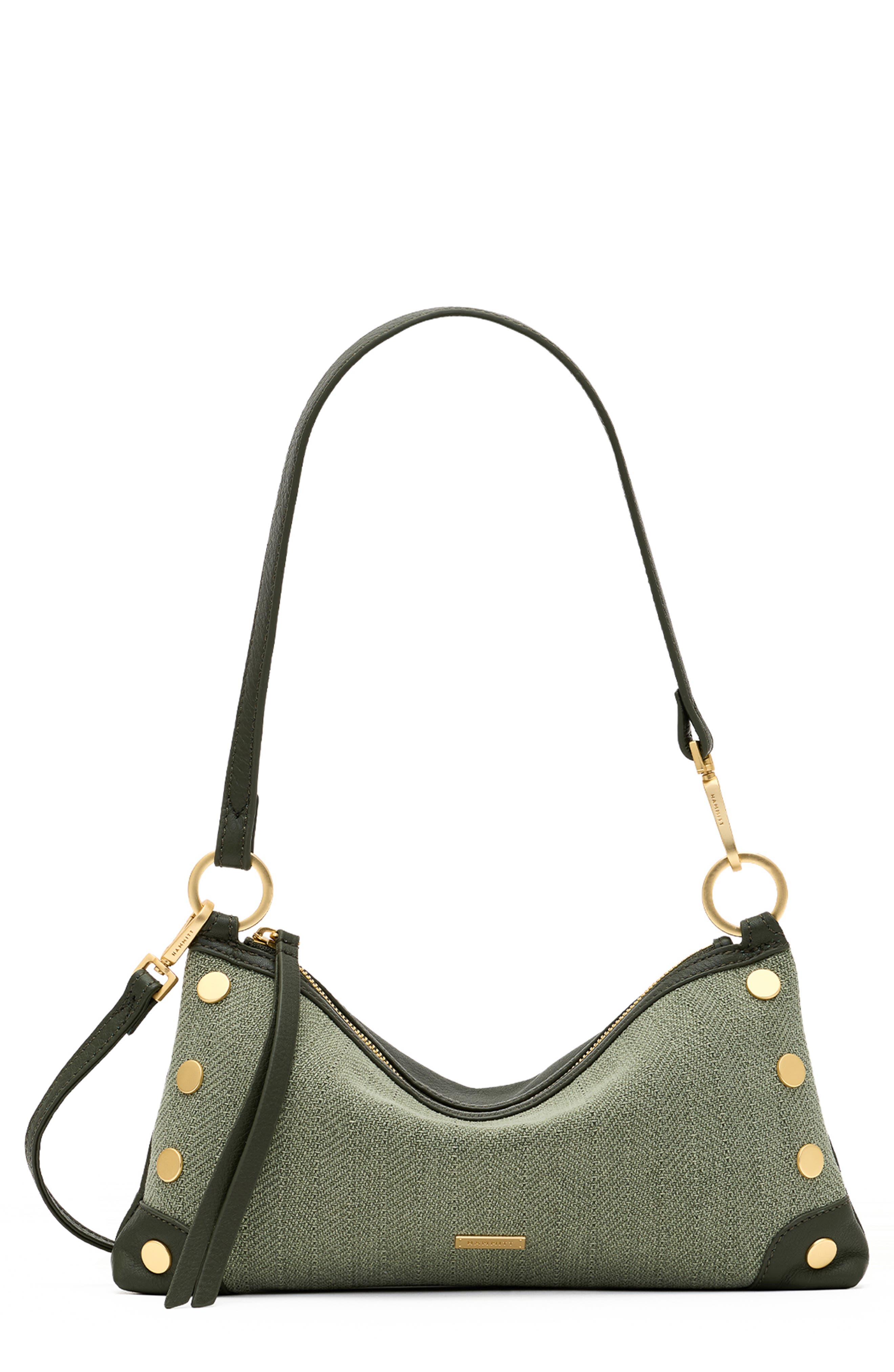 Kyle Leather Trimmed Hobo Bag, Main, color, TWIN CREST/ BRUSHED GOLD