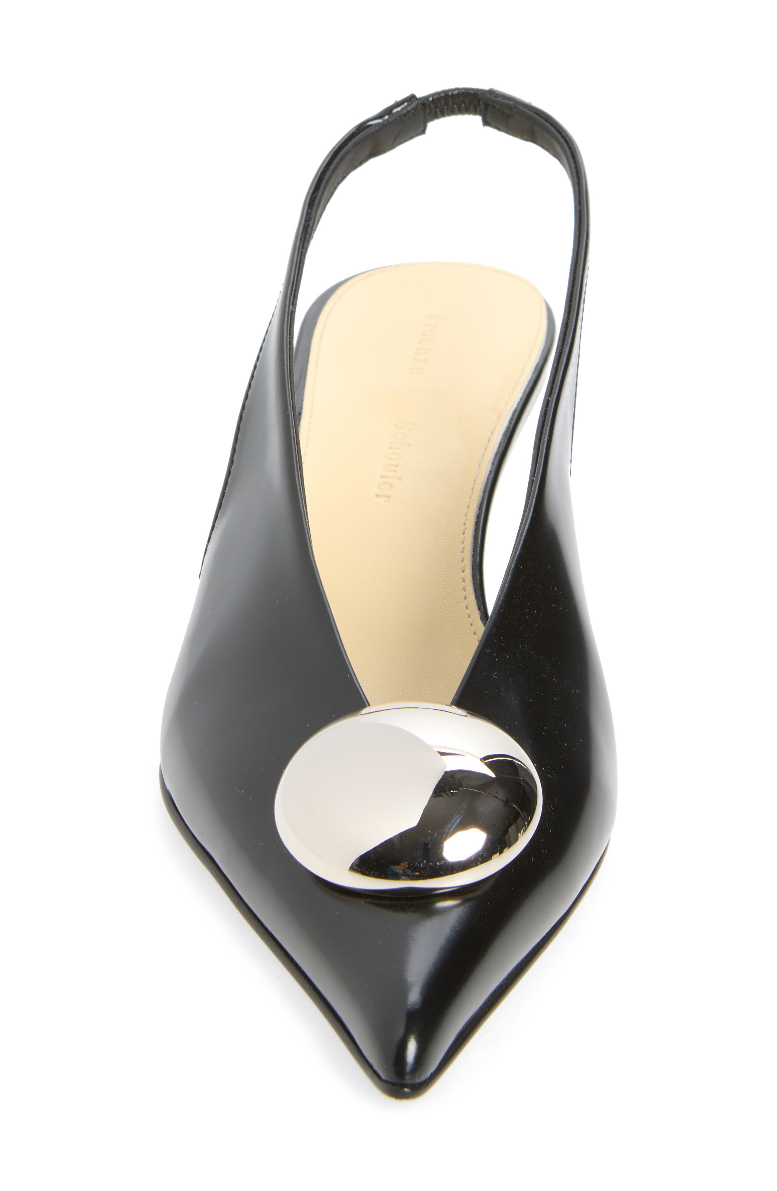 Dome Slash Kitten Heel Pointed Toe Slingback Pump, Alternate, color, BLACK
