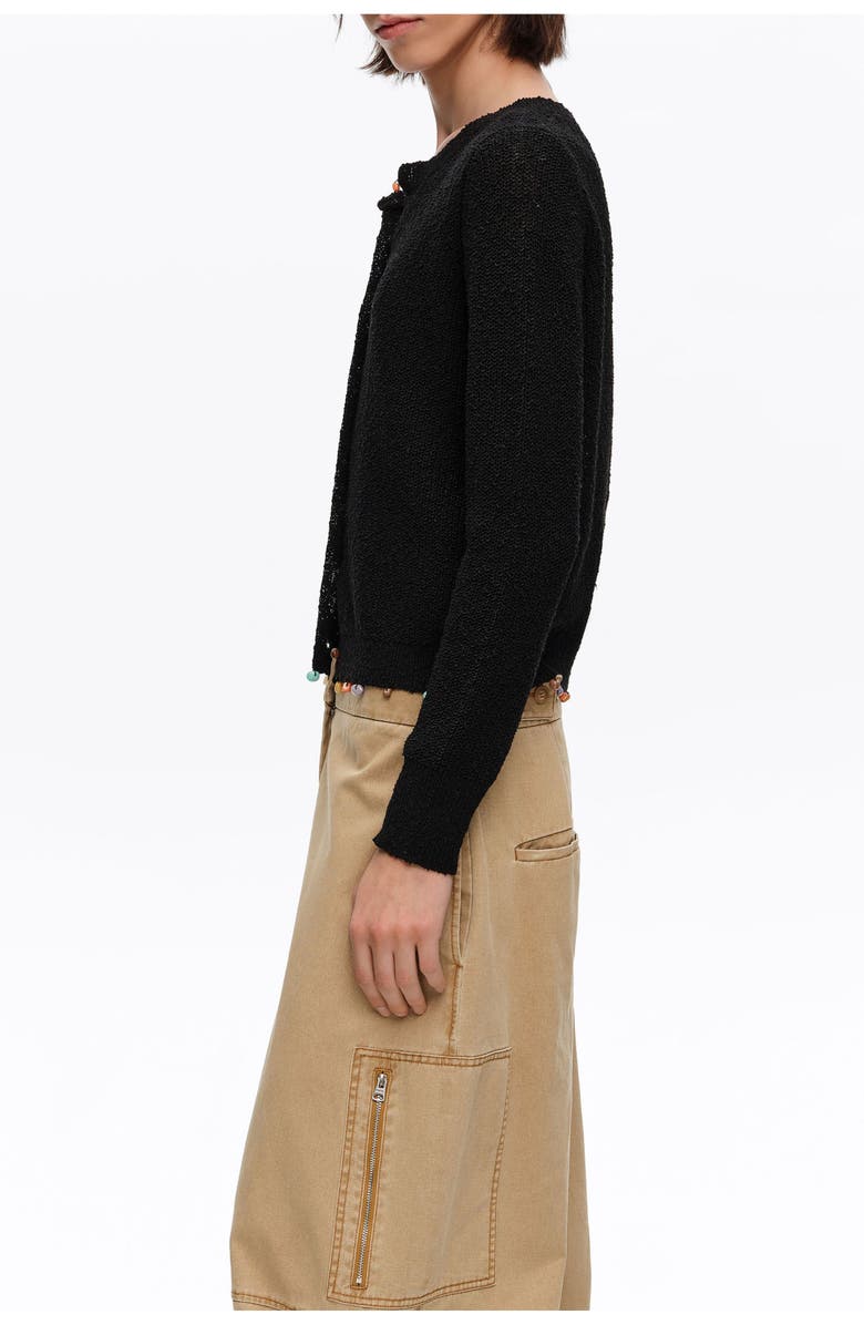 Bimba y Lola Straight Cardigan With Stones, Alternate, color, Black