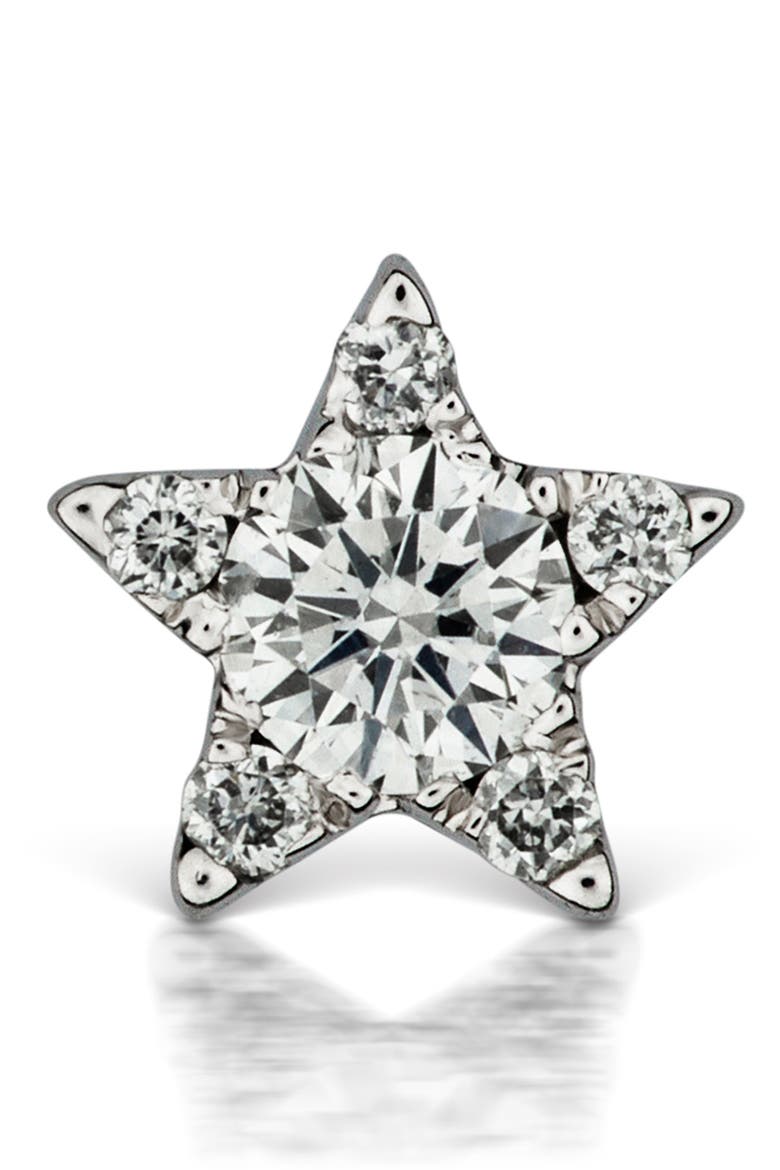 Diamond Star Threaded Stud Earring, Main, color, WHITE GOLD/ DIAMOND