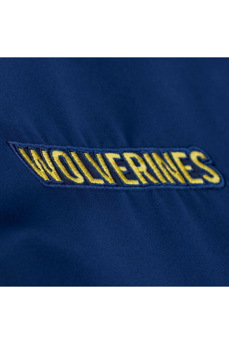 Men's Mitchell & Ness Navy Michigan Wolverines Double Clutch Lightweight Satin Full-Snap Jacket, Alternate, color, Navy