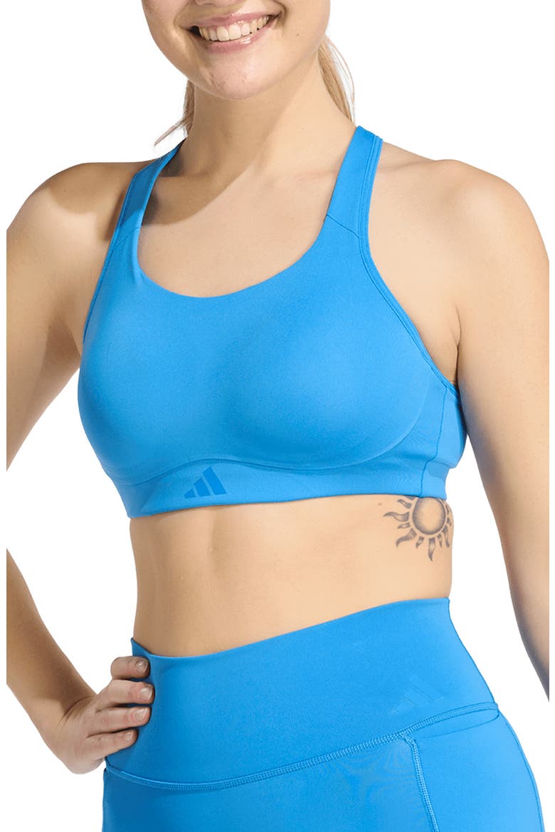 Optime Workout High Support Climacool Sports Bra, Main, color, RAY BLUE