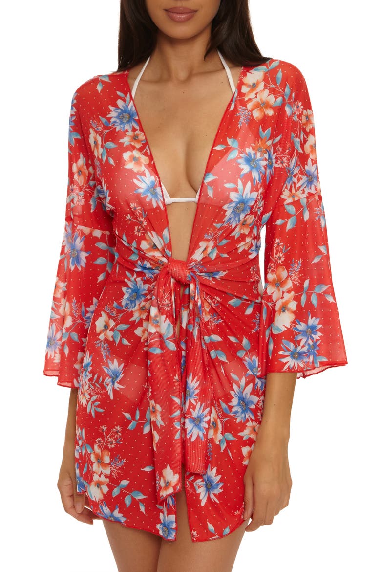 Countryside Floral Convertible Mesh Cover-Up, Main, color, RED MULTI