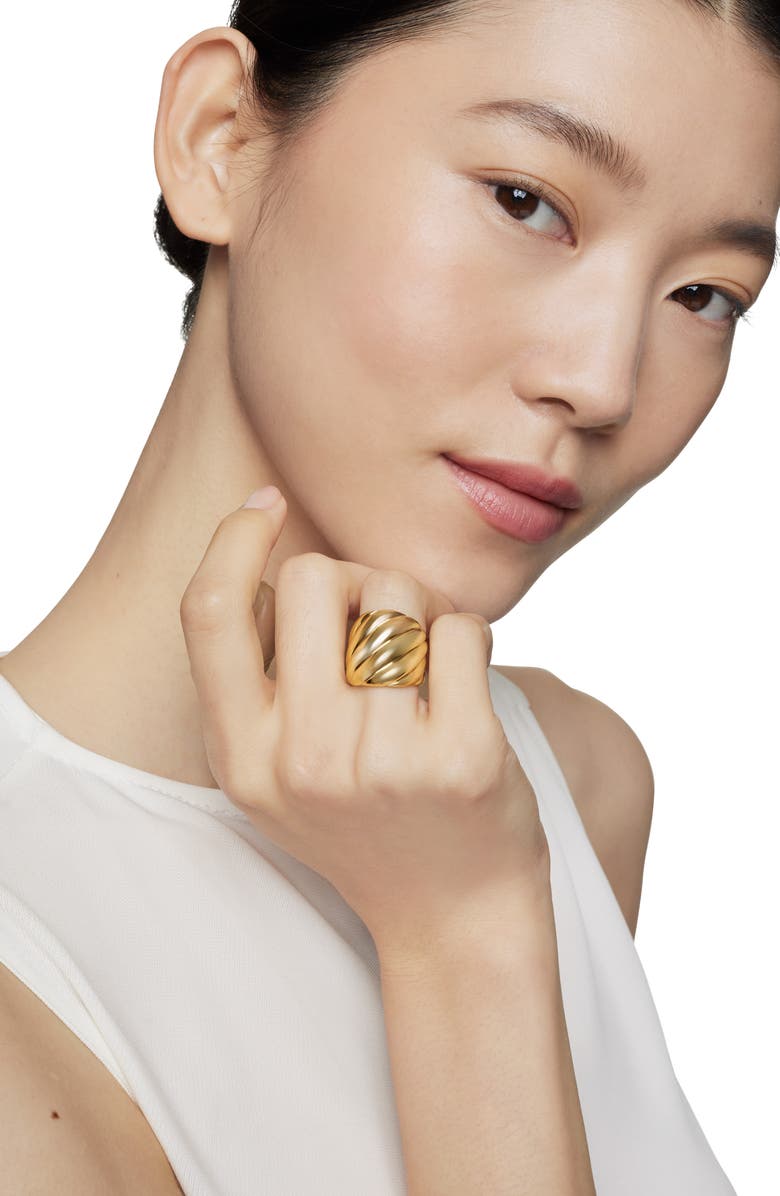 David Yurman Sculpted Cable Ring in 18K Yellow Gold, Alternate, color, 18K Yellow Gold
