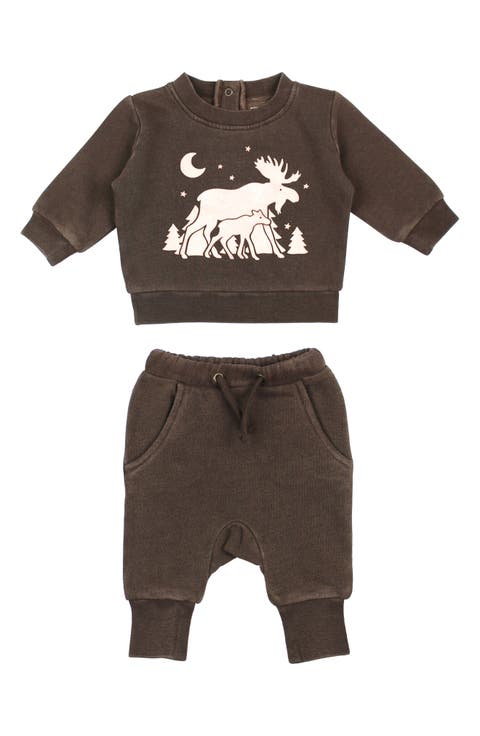 Organic Cotton Fleece Graphic Sweatshirt & Joggers Set (Baby)